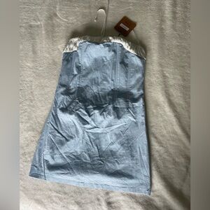 Sky To Moon Strapless Light Blue Dress